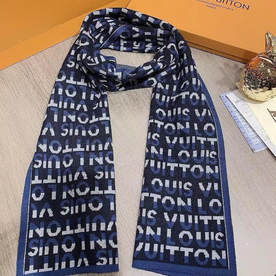 Louis Vuitton Blue All Over Logo Muffler-1