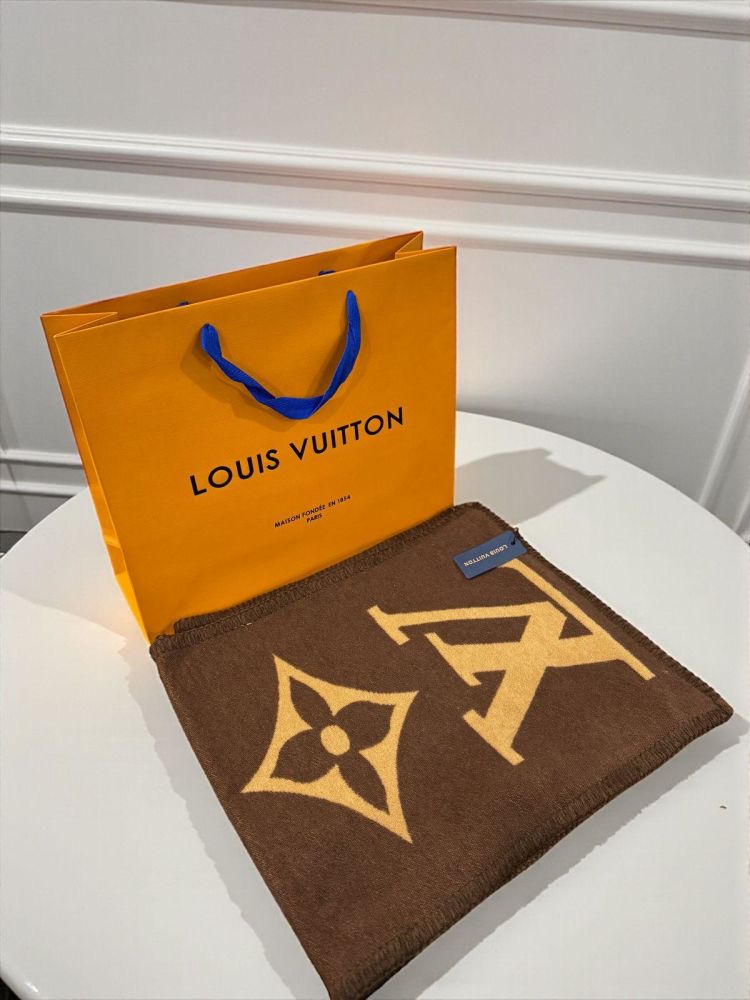 Louis Vuitton Dark Brown Cashmere Reversible Muffler-1