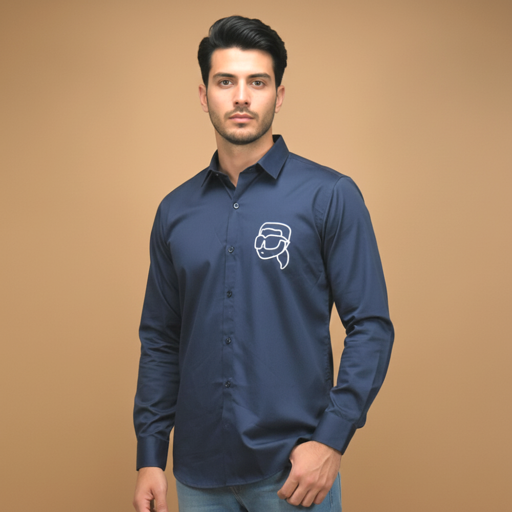 Karl Lagerfeld Navy Blue Premium Quality Shirt-thumb-0