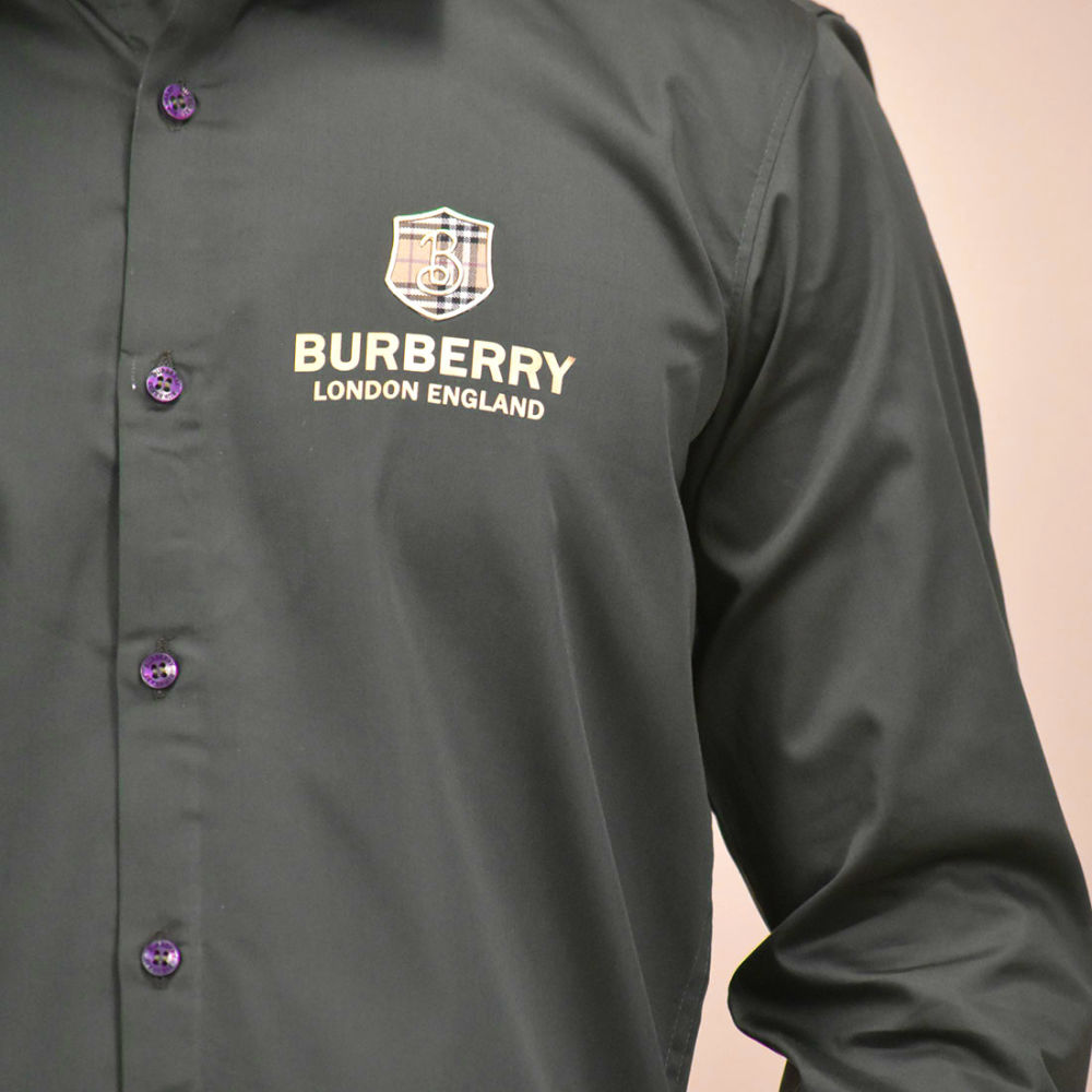 Burberry Dark Green Premium Cotton Shirt-thumb-4