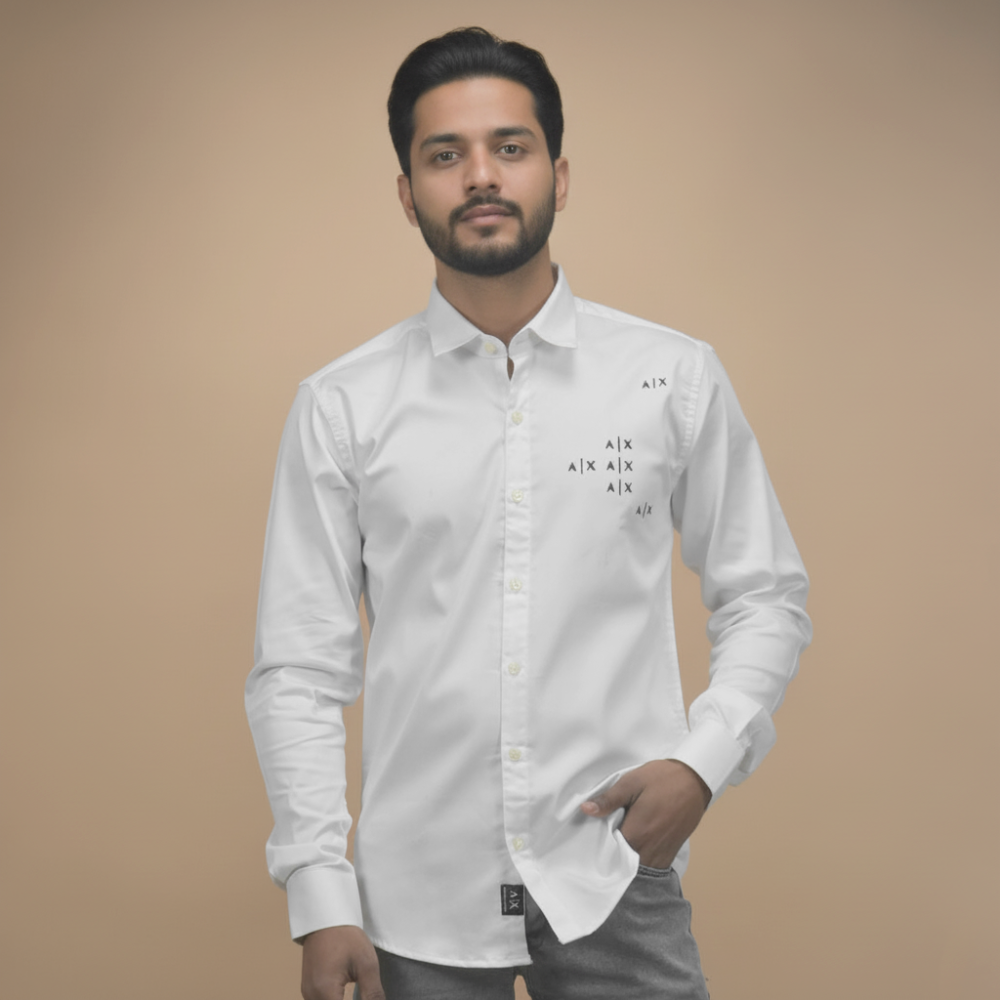 Armani Exchange Embroidered White Shirt-1