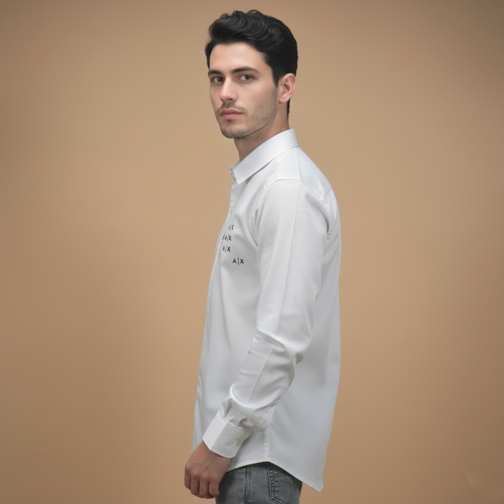 Armani Exchange Embroidered White Shirt-2