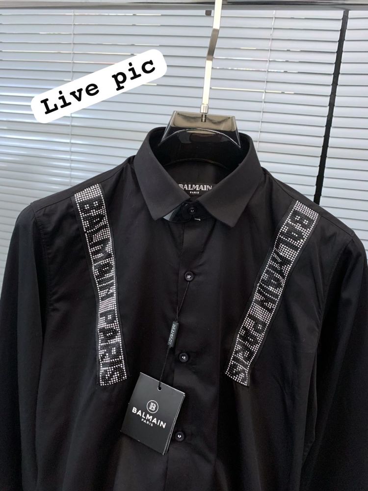 Balmain Embroidered Black Premium Cotton Shirt-3