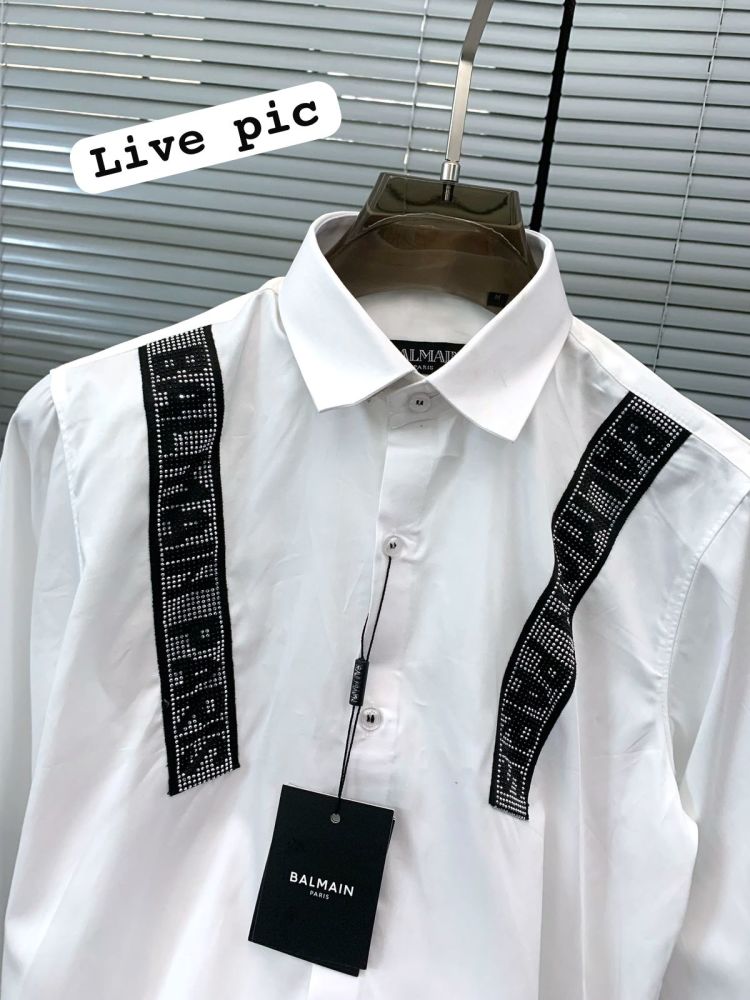 Balmain Embroidered White Premium Cotton Shirt-2