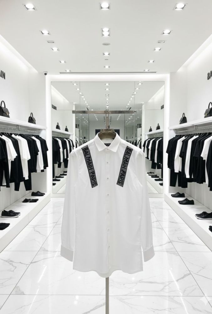 Balmain Embroidered White Premium Cotton Shirt-1