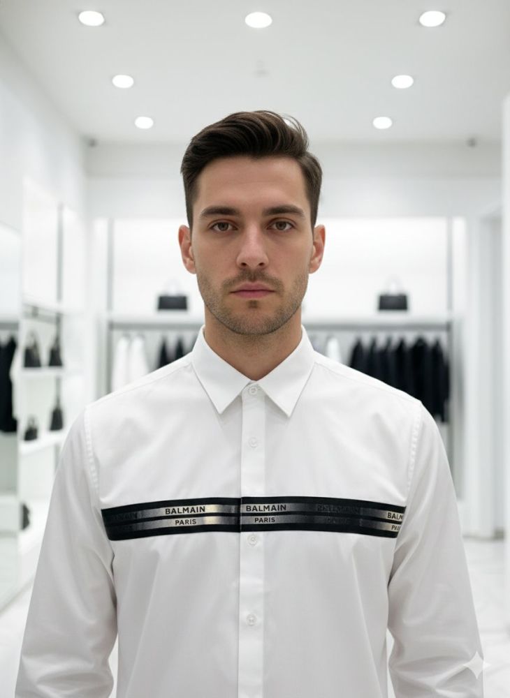 Balmain Embroidered White Premium Cotton Shirt-2