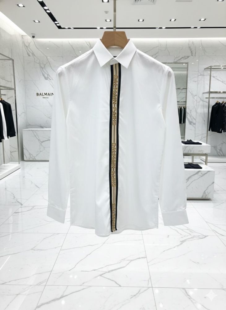 Balmain Embroidered White Premium Cotton Shirt-4
