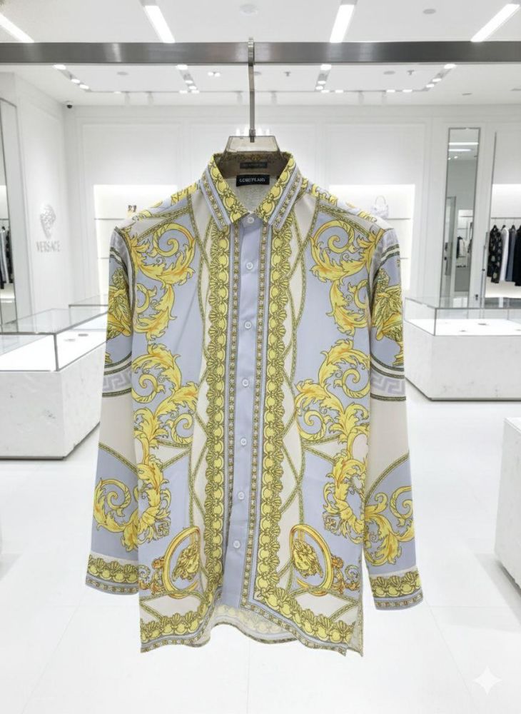 Versace Grey Premium Quality Cotton Shirt-thumb-2