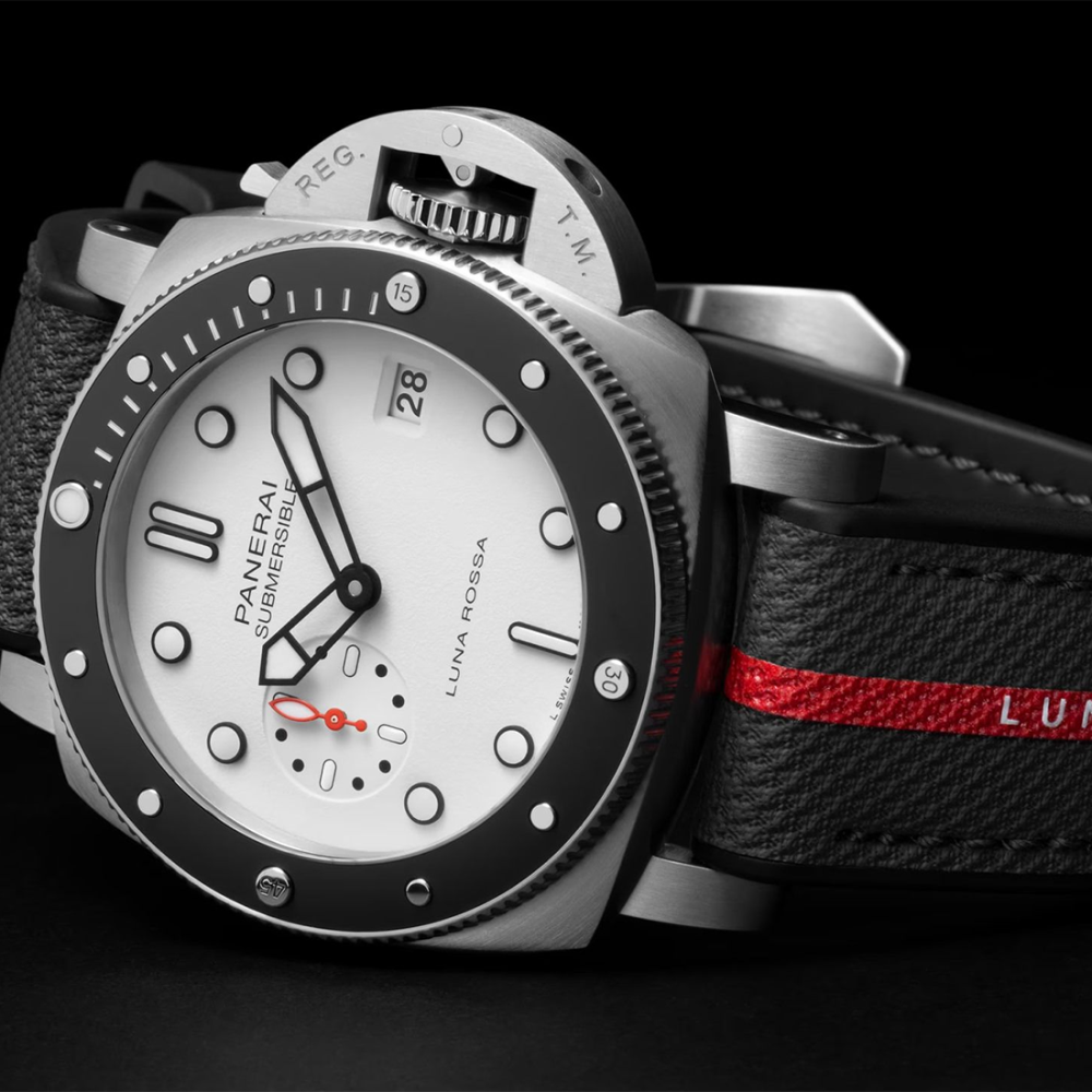 Panerai Submersible Luna Rossa White Dial, Black Strap Automatic Watch PAM01579-3