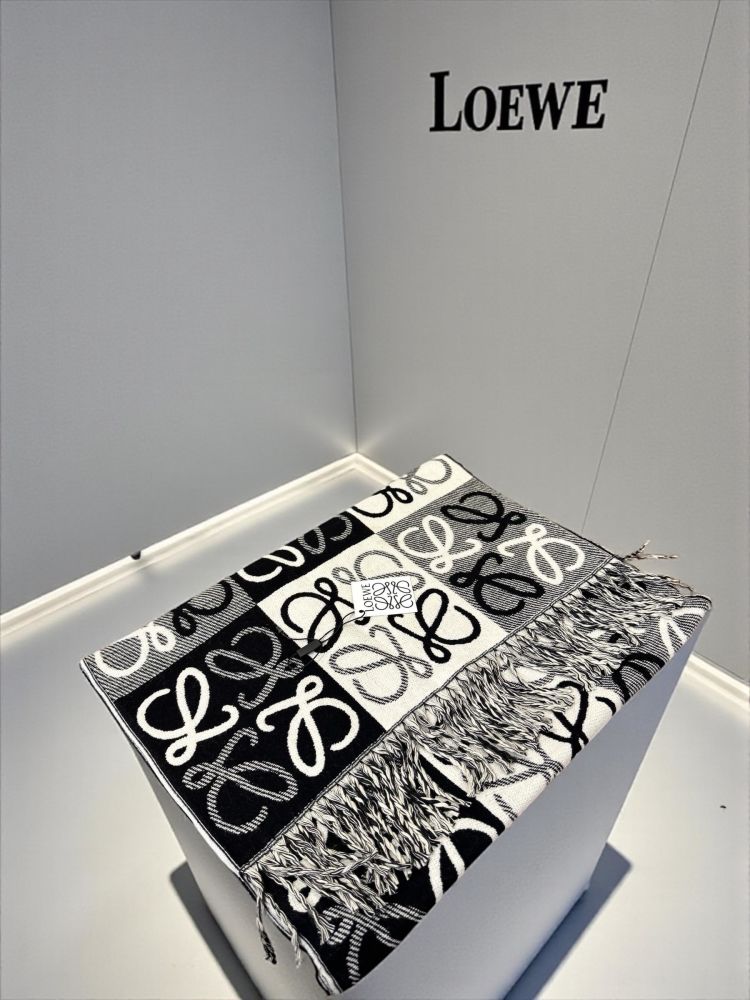 Loewe Anagram Black Woollen Stole-1