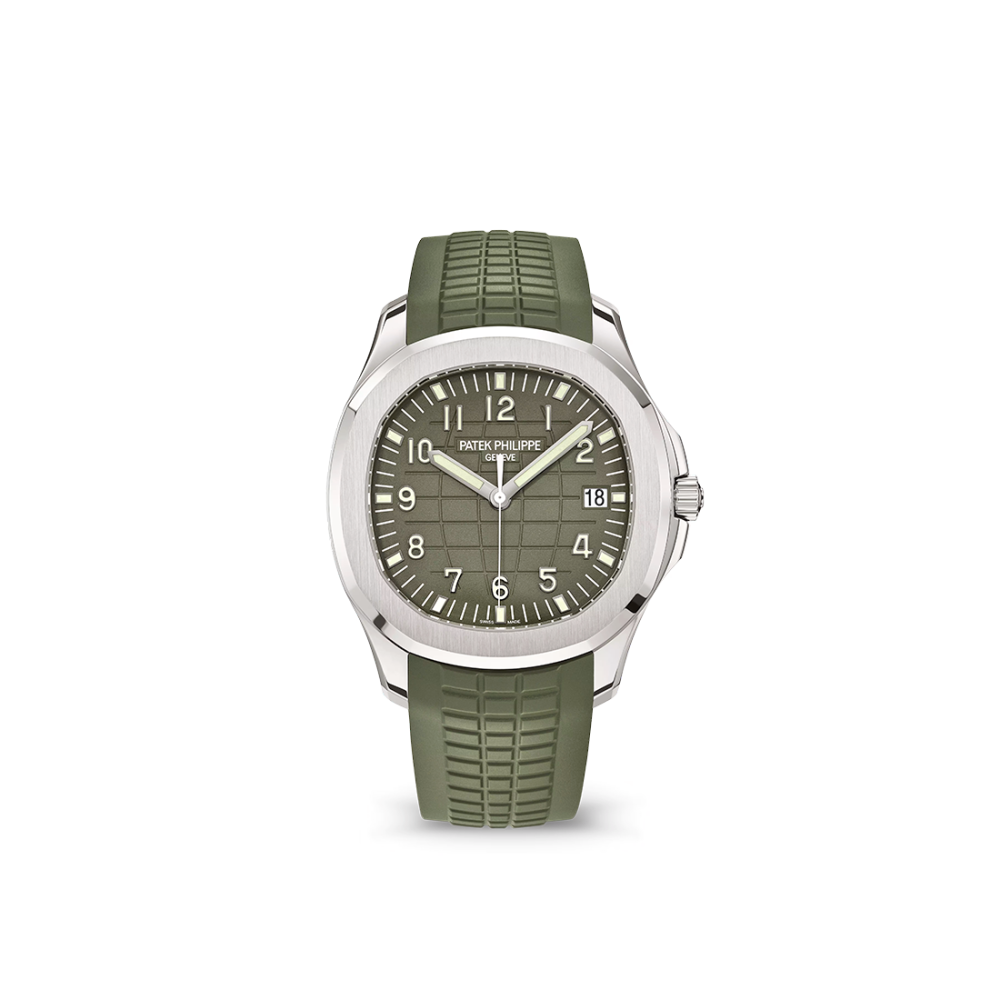Patek Philippe Aquanaut Jumbo White Gold, Green Dial Mens Watch 5168G-010-thumb-0