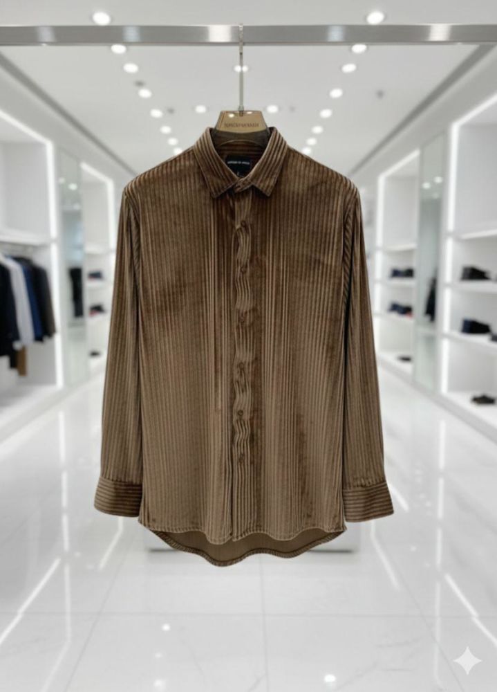 Emporio Armani Brown Premium Quality Velvet Shirt-1