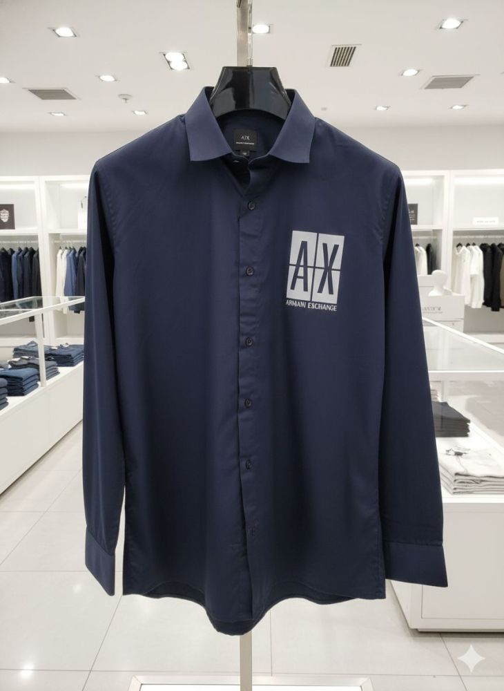 Armani Exchange Blue Premium Qualiy Cotton Shirt-thumb-1