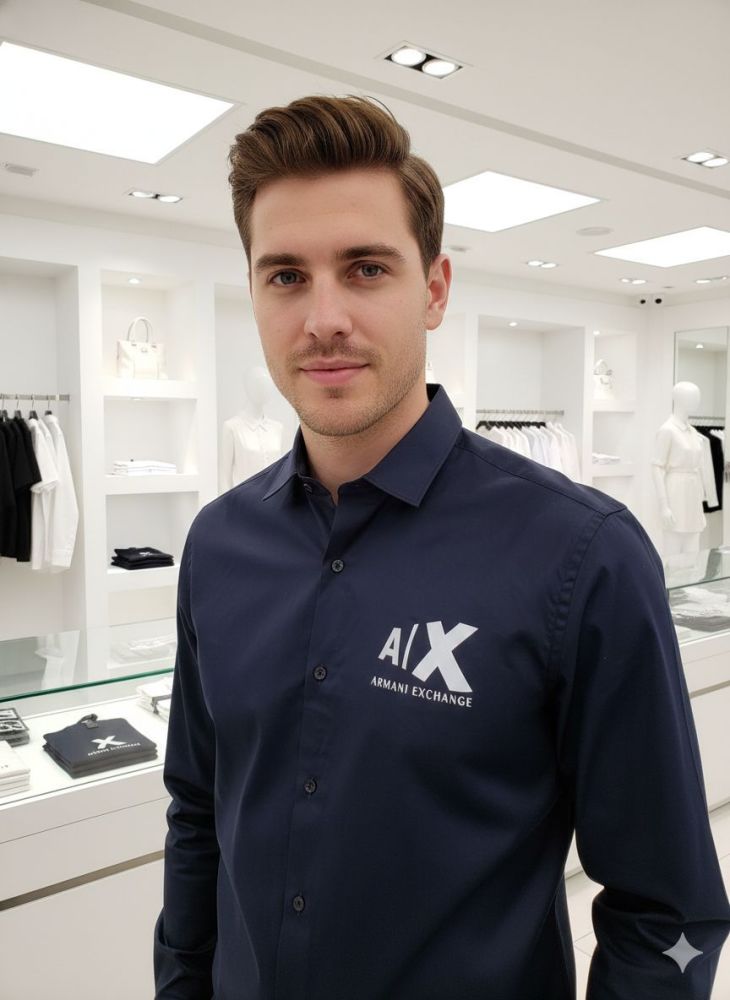 Armani Exchange Blue Premium Qualiy Cotton Shirt-thumb-2