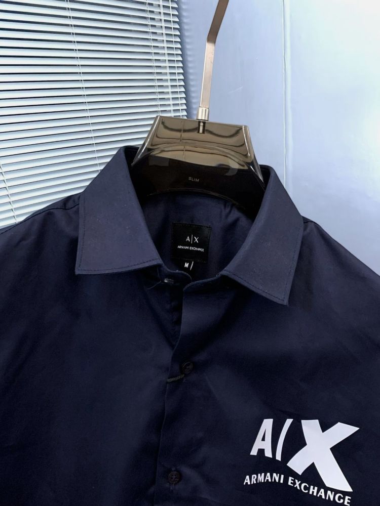 Armani Exchange Blue Premium Qualiy Cotton Shirt-thumb-3