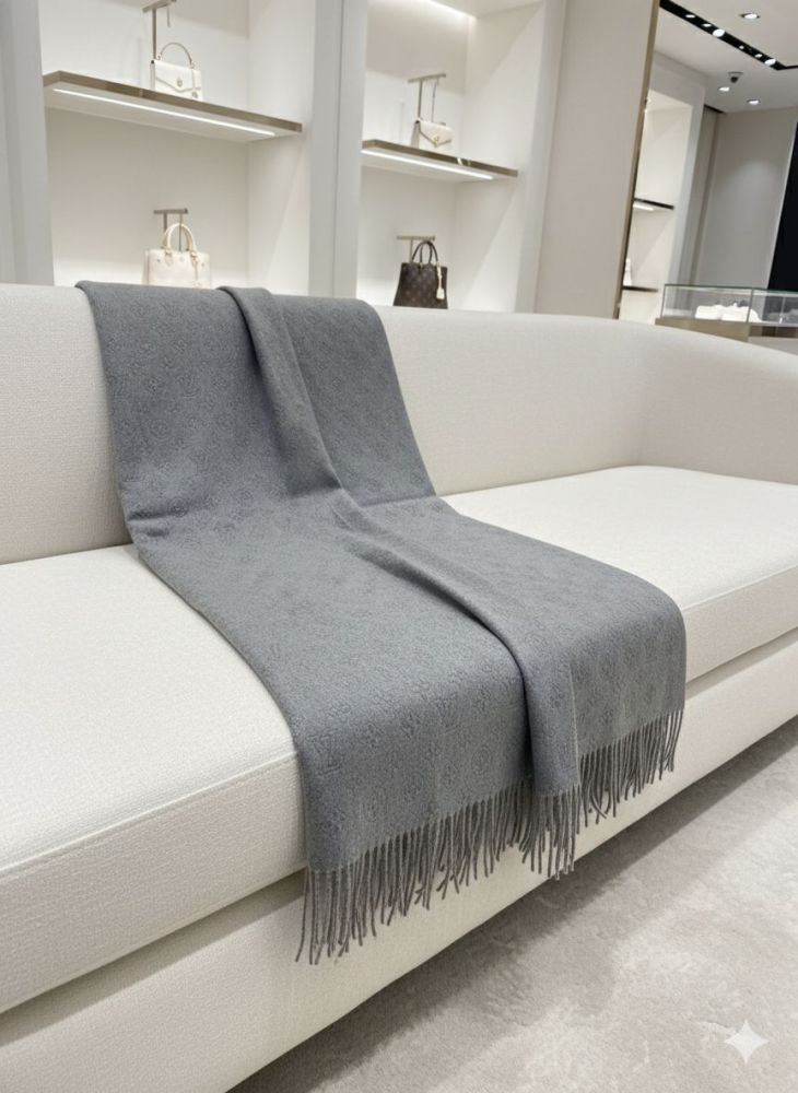 Louis Vuitton Grey Cashmere Reversible Muffler-1