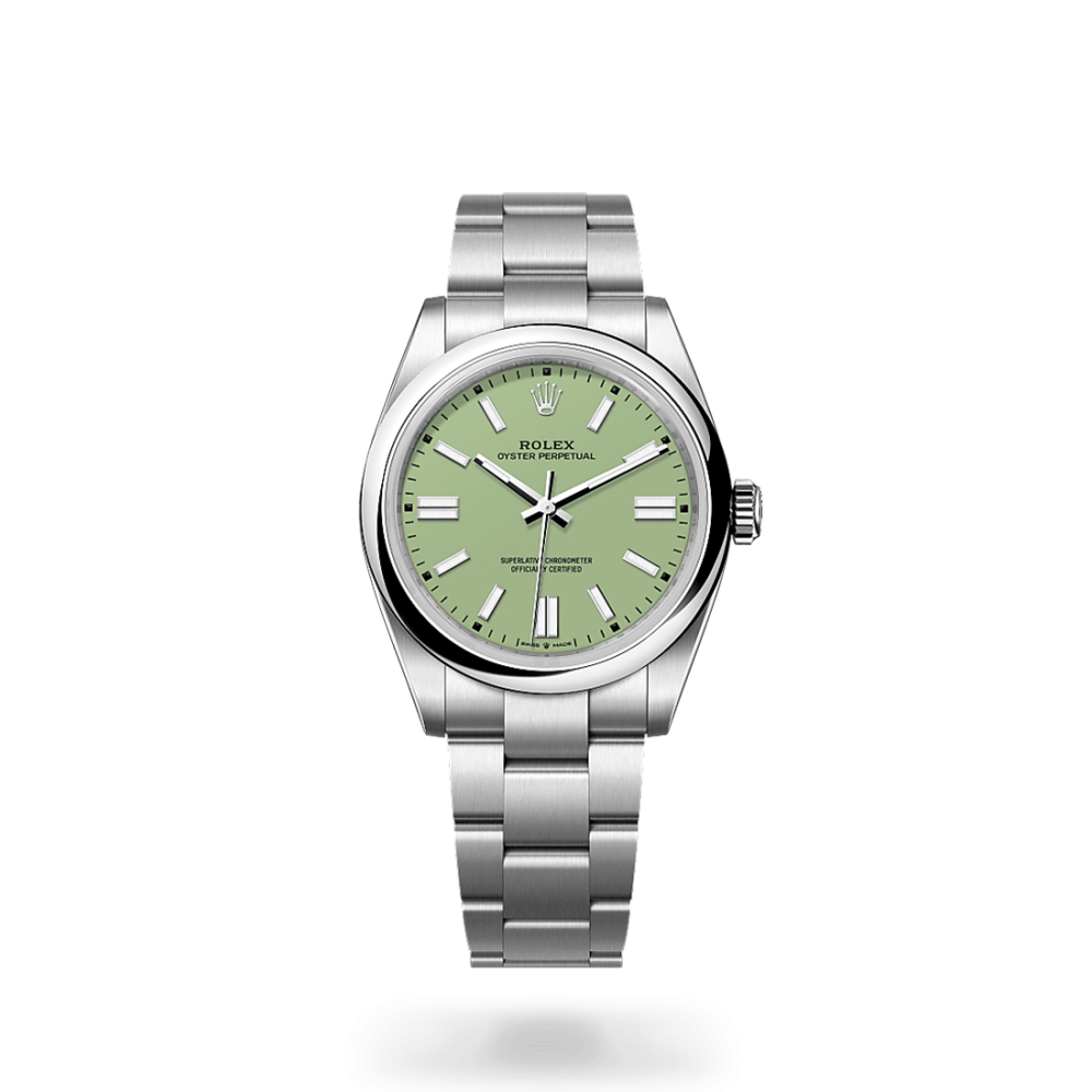 Rolex Oyster Perpetual Oystersteel Pistachio Green Dial Watch M134300-0006-thumb-0