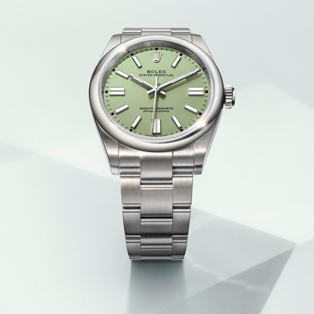 Rolex Oyster Perpetual Oystersteel Pistachio Green Dial Watch M134300-0006-thumb-1