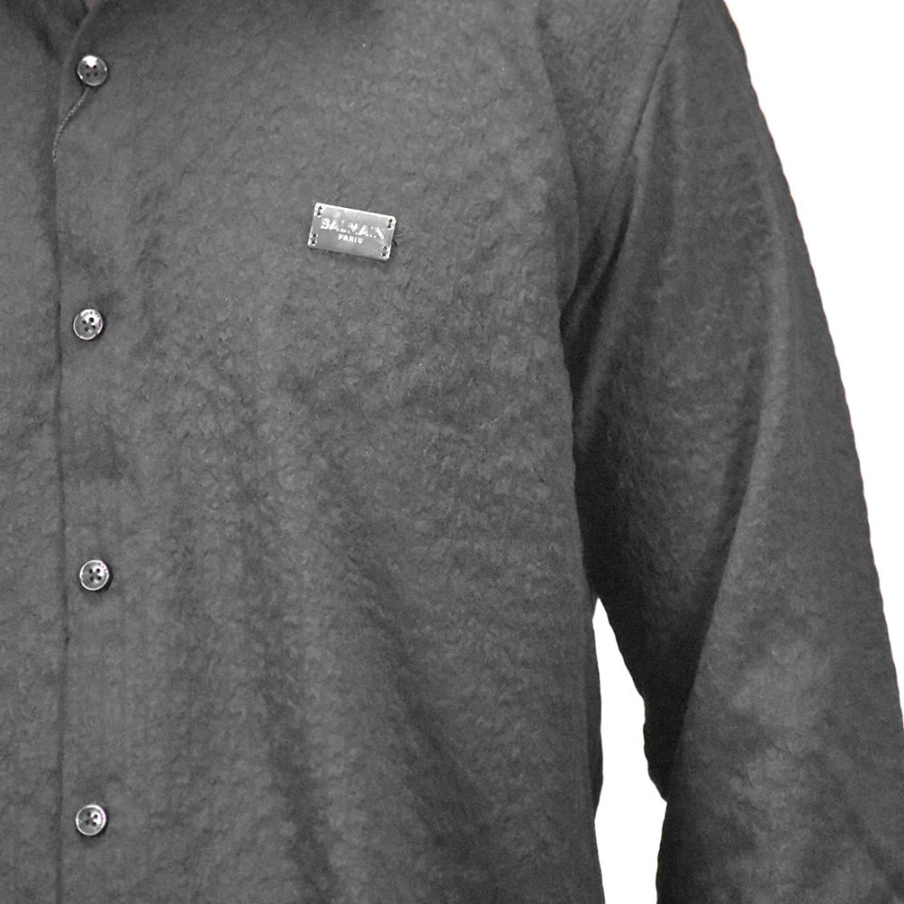Balmain Paris Black Premium Luxury Cotton Shirt-4