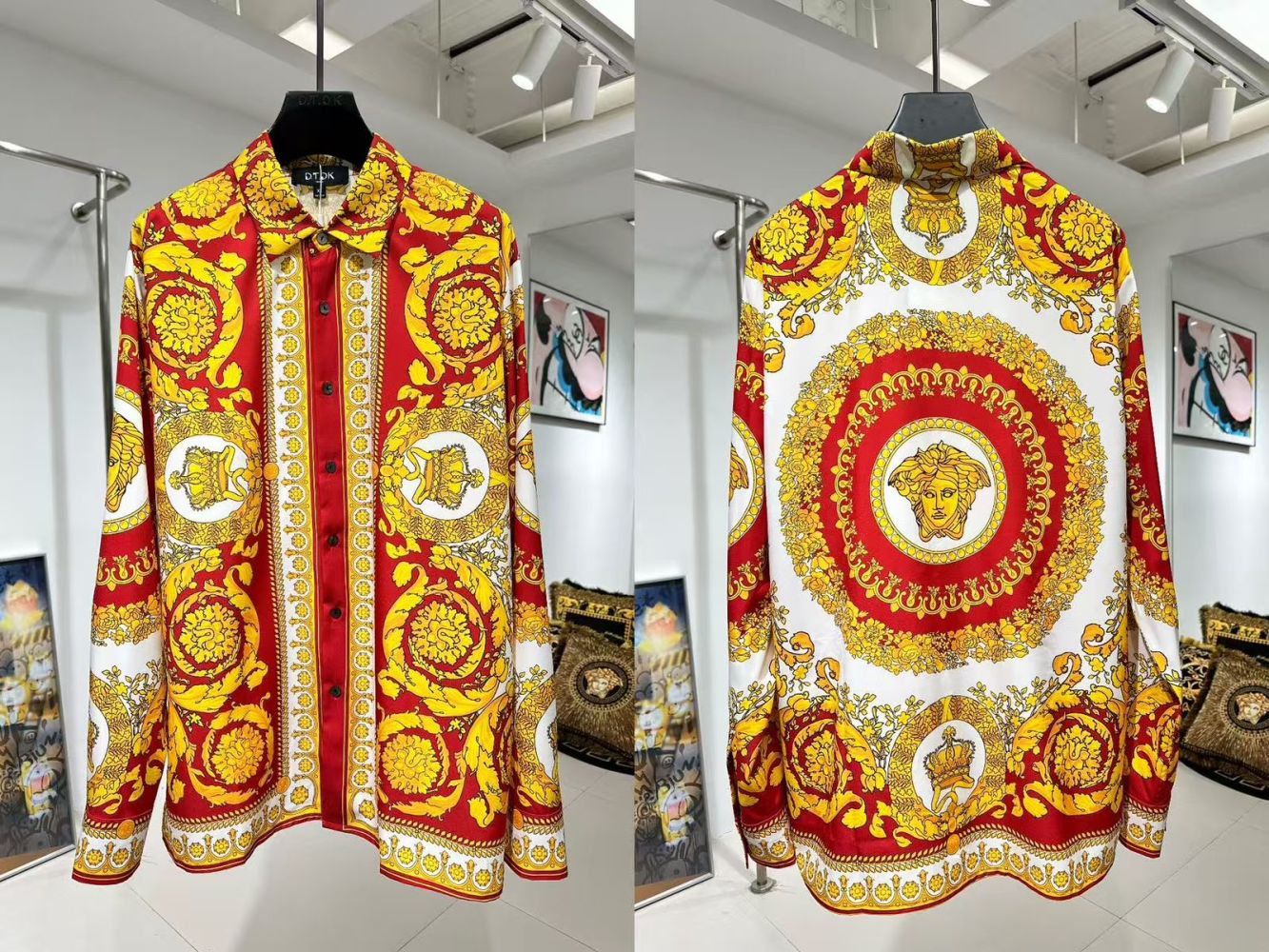 Versace Red Premium Quality Cotton Shirt-thumb-0