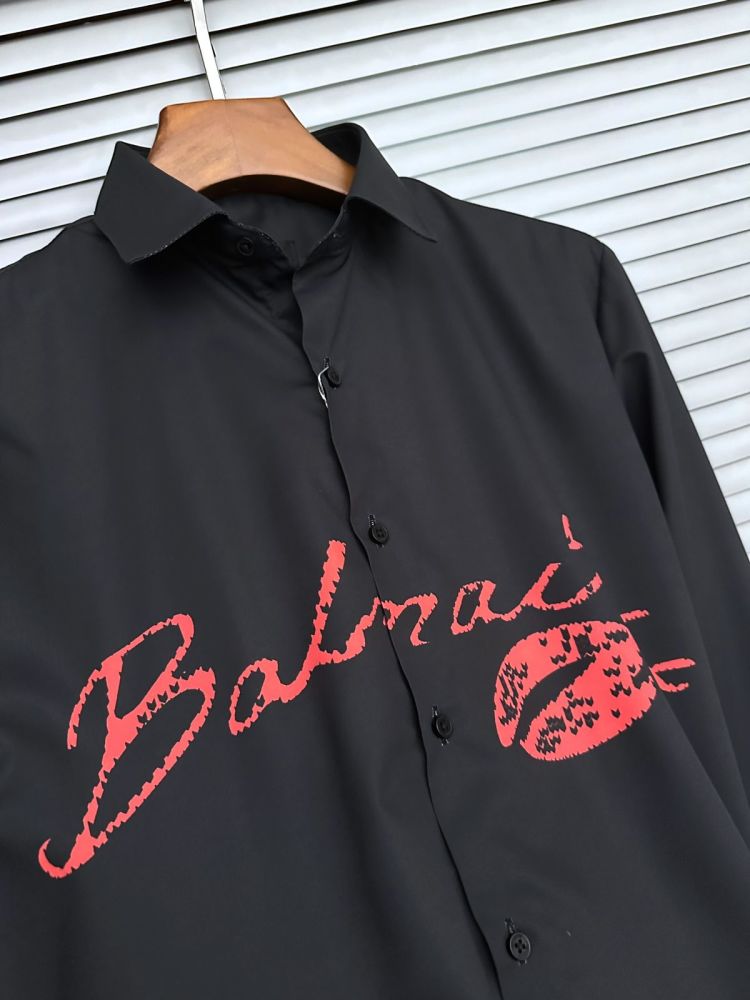 Balmain Embroidered Black Premium Cotton Shirt-2