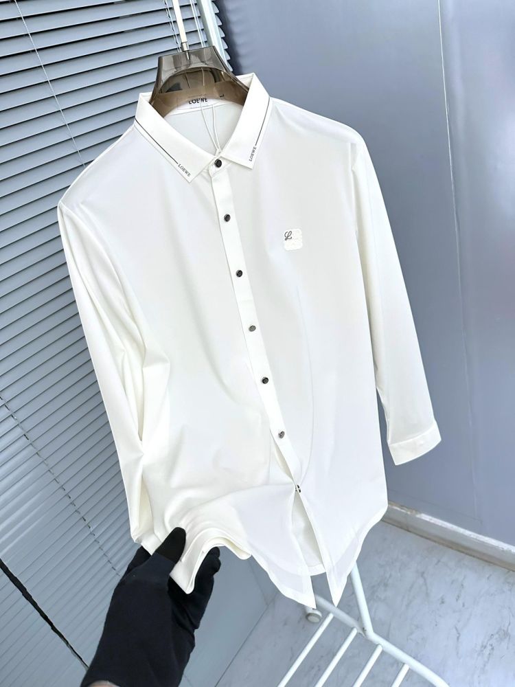 Loewe Embroidered White Premium Cotton Shirt-thumb-2