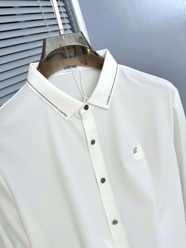 Loewe Embroidered White Premium Cotton Shirt-thumb-3