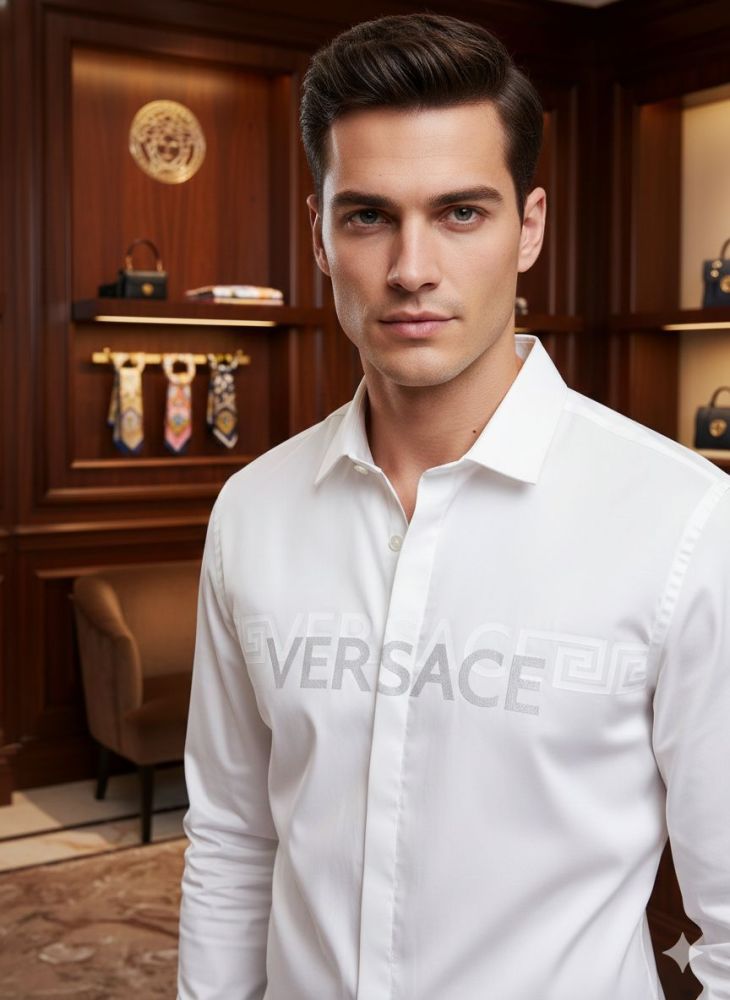 Versace White Premium Quality Cotton Shirt-thumb-1