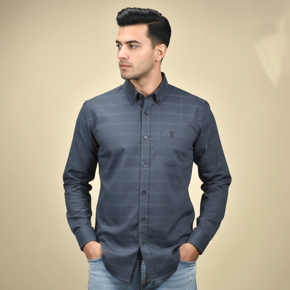 Burberry Navy Blue Premium Quality Shirt-1