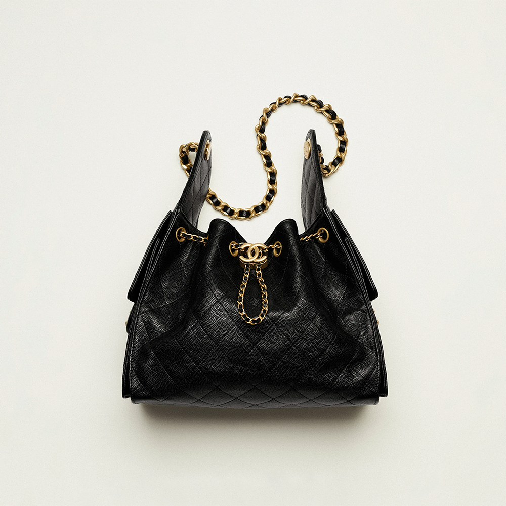 Chanel Maxi Black Iconic Hobo Bag-4