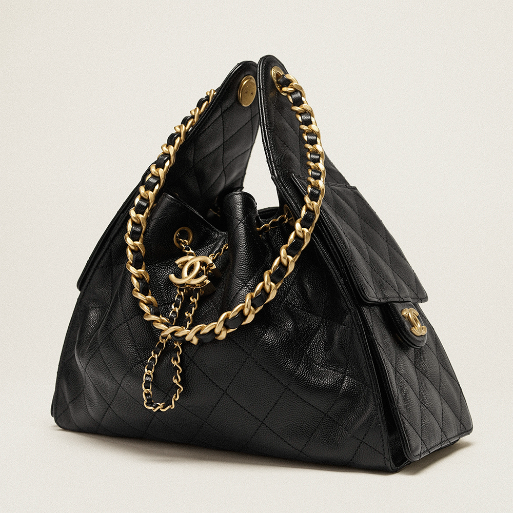 Chanel Maxi Black Iconic Hobo Bag-2