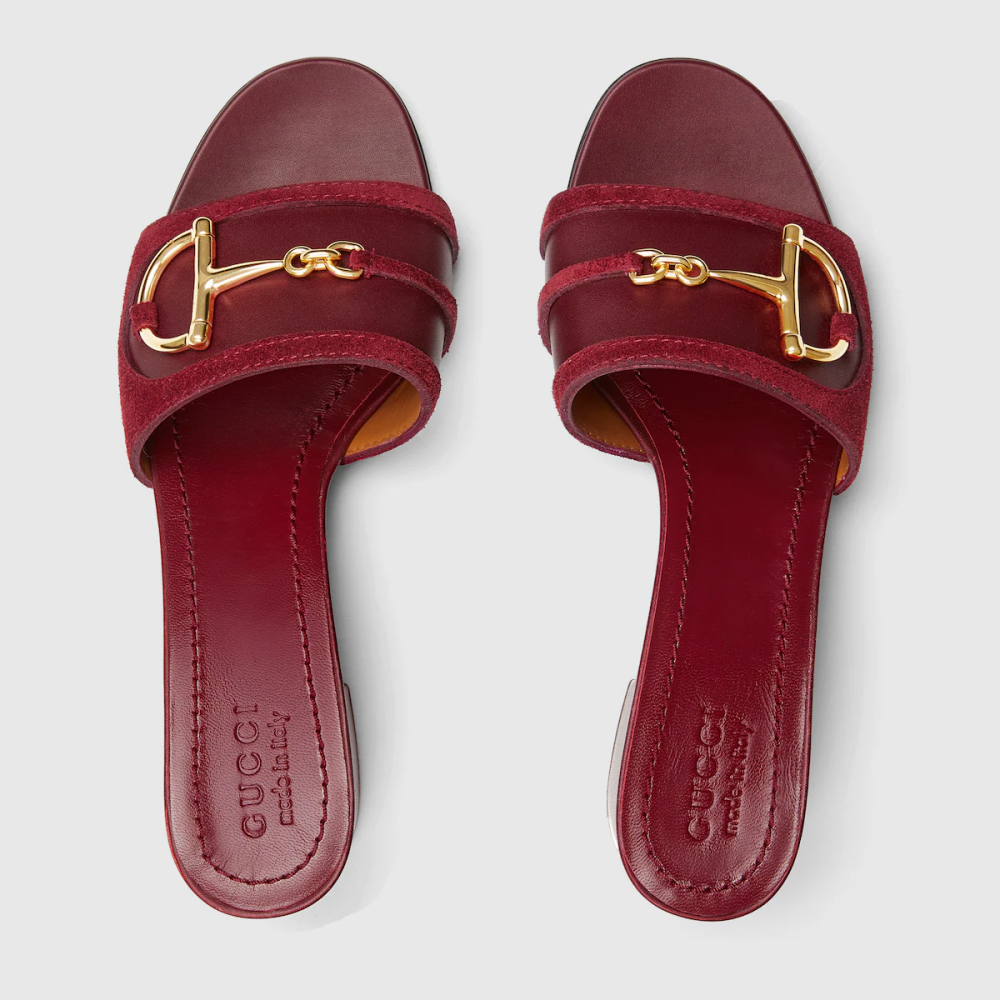 Gucci Marmont Red Horsebit Sleep On Sandals-4