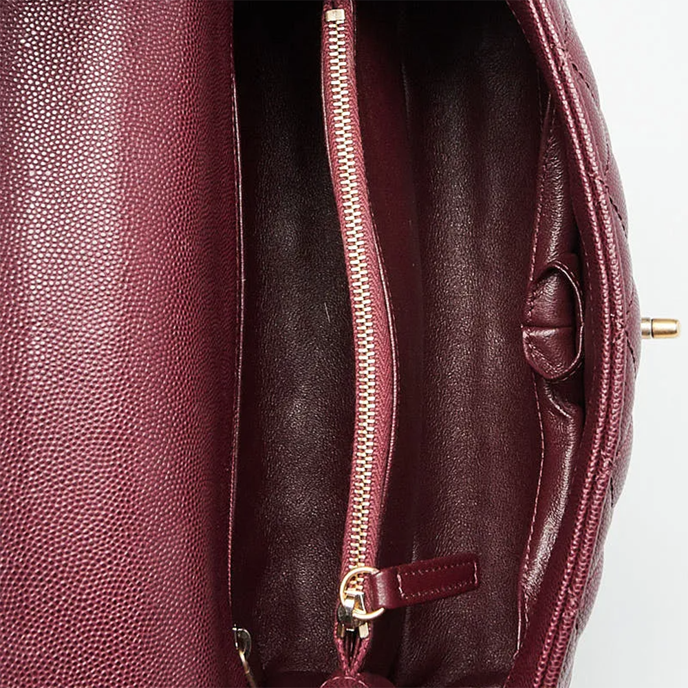 Chanel Coco Caviar Wine Top Handle Bag-7