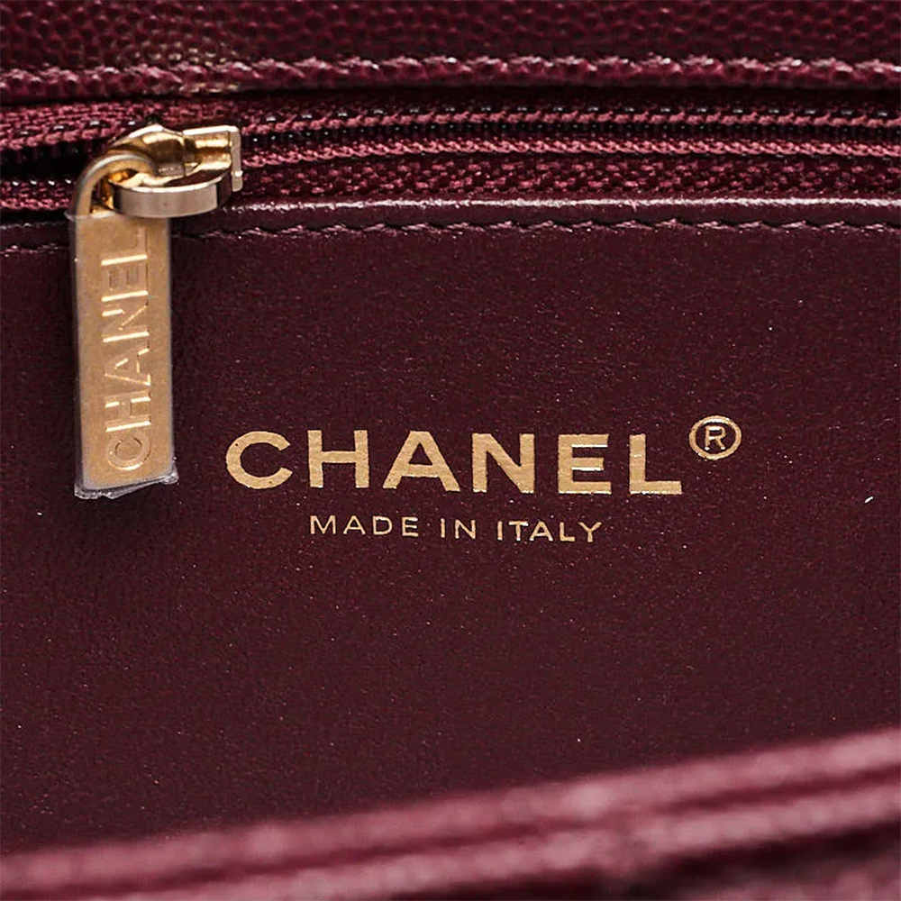 Chanel Coco Caviar Wine Top Handle Bag-5