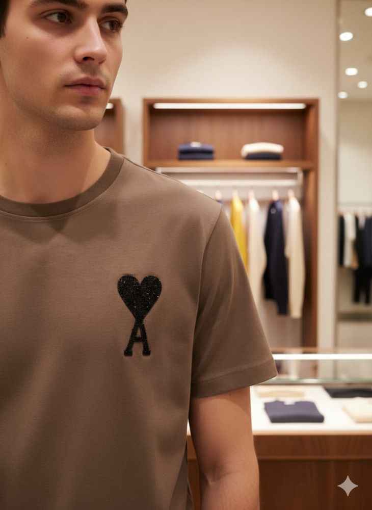 Ami Brown Premium Quality Heart Logo T-shirt-3