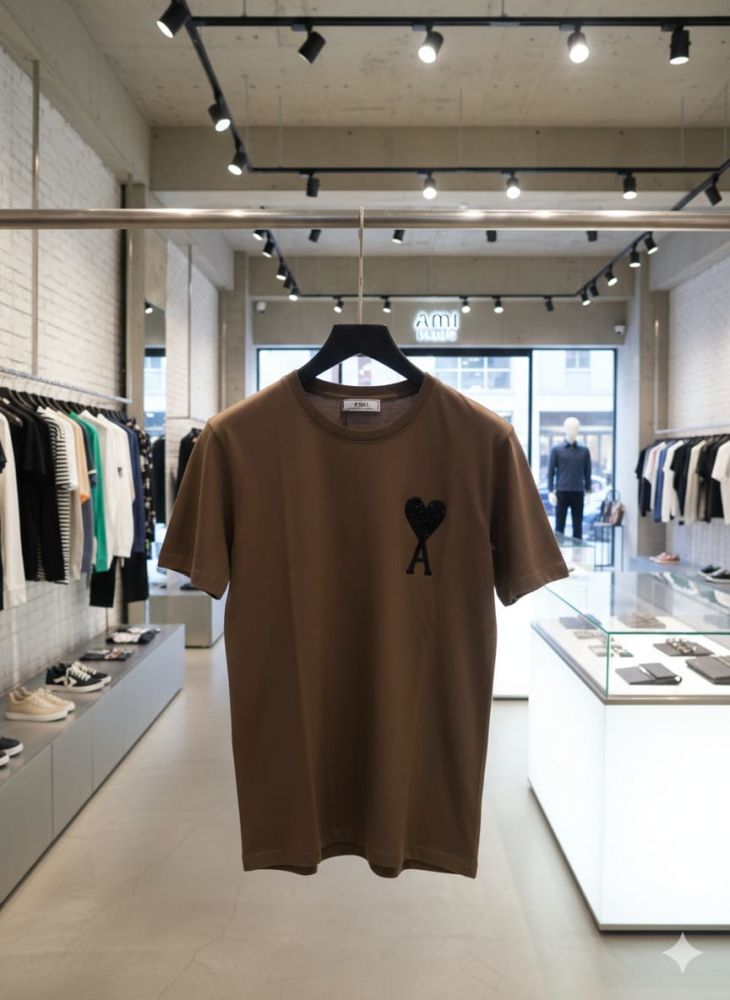 Ami Brown Premium Quality Heart Logo T-shirt-1