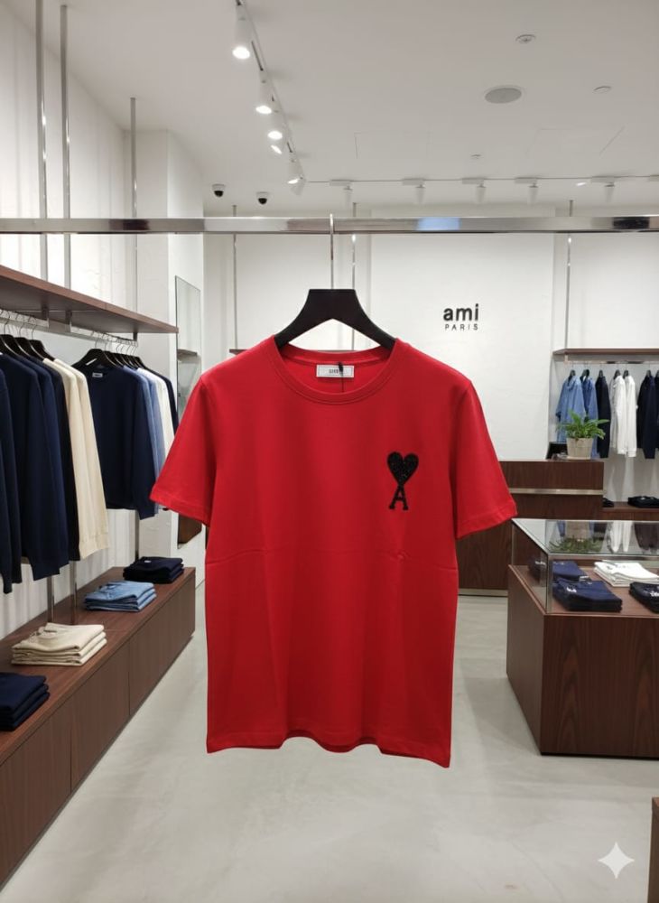 Ami Red Premium Quality Heart Logo T-shirt-2