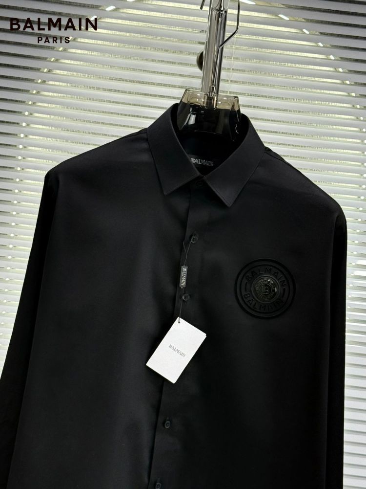 Balmain Embroidered Black Premium Cotton Shirt-1