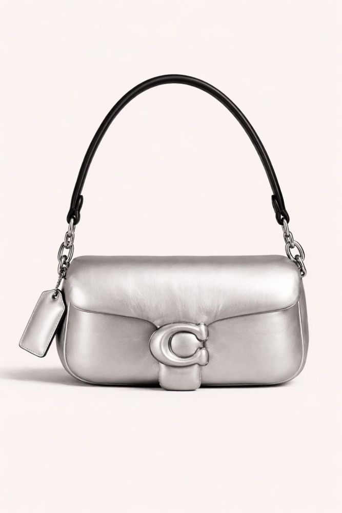 Coach Tabby Puffy Silver Shoulder Bag-thumb-0