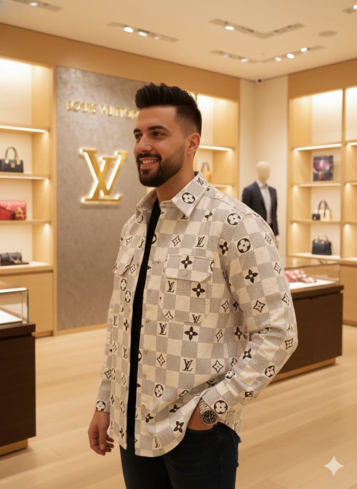 Louis Vuitton Monogram Cream Premium Cotton Shirt-2