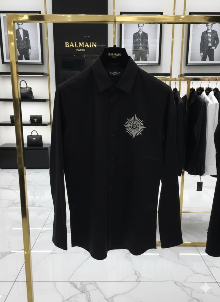 Balmain Embroidered Black Premium Cotton Shirt-3