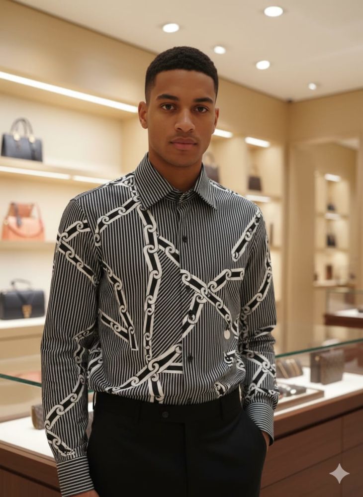 Louis Vuitton Monogram Black Premium Cotton Shirt-1