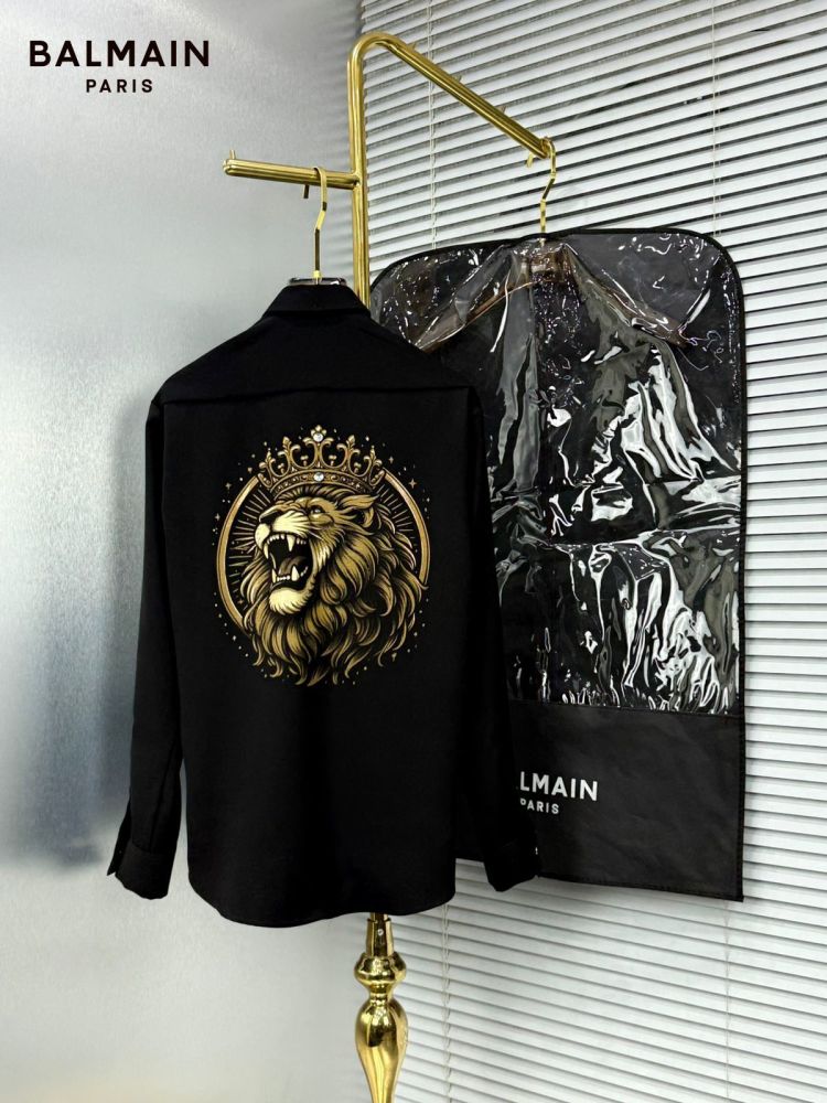 Balmain Embroidered Black Premium Cotton Shirt-1