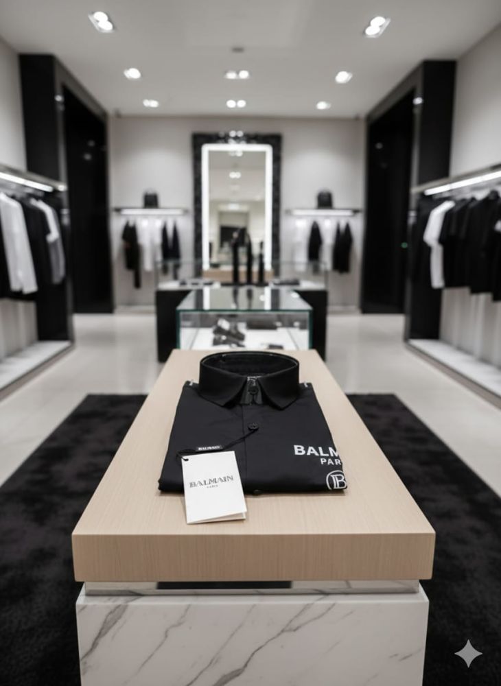 Balmain Embroidered Black Premium Cotton Shirt-2