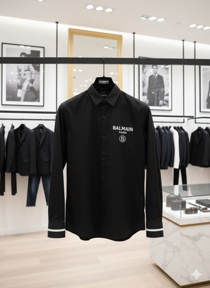 Balmain Embroidered Black Premium Cotton Shirt-1