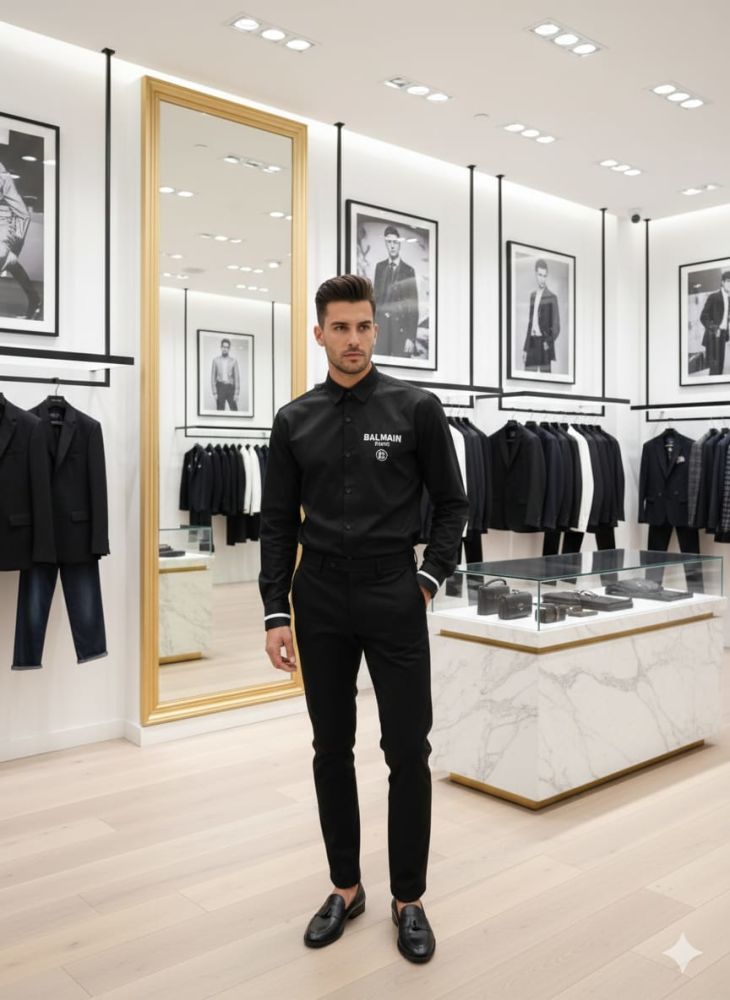 Balmain Embroidered Black Premium Cotton Shirt-3