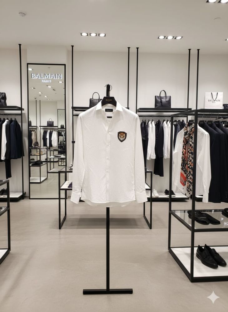 Balmain Embroidered White Premium Cotton Shirt-2