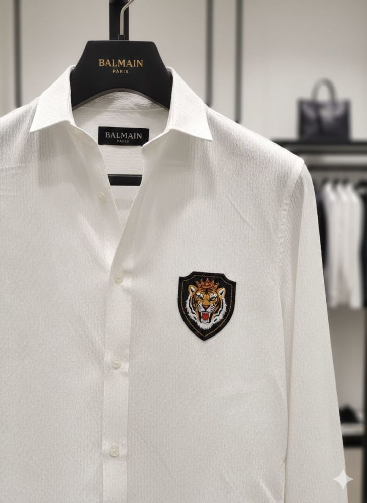 Balmain Embroidered White Premium Cotton Shirt-1