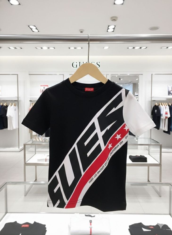 Guess Black/White Kids Premium Quality T-shirt-1