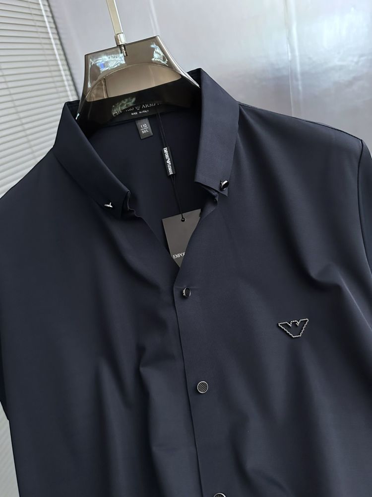 Emporio Armani Blue Premium Quality Short Sleeve Shirt-3